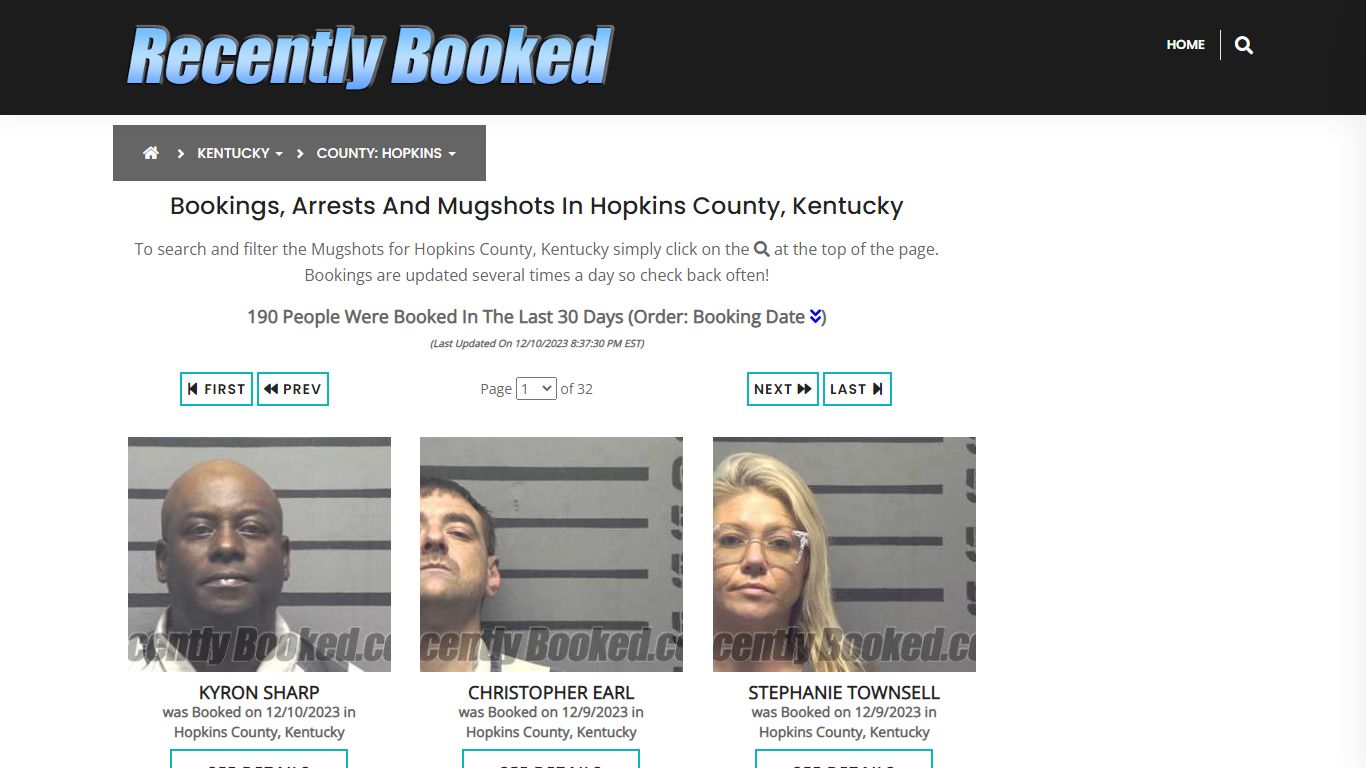 Bookings, Arrests and Mugshots in Hopkins County, Kentucky